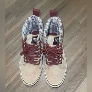 Vans Sk8-Hi MTE Suede Sneakers Knit Lined Tan/Burgundy